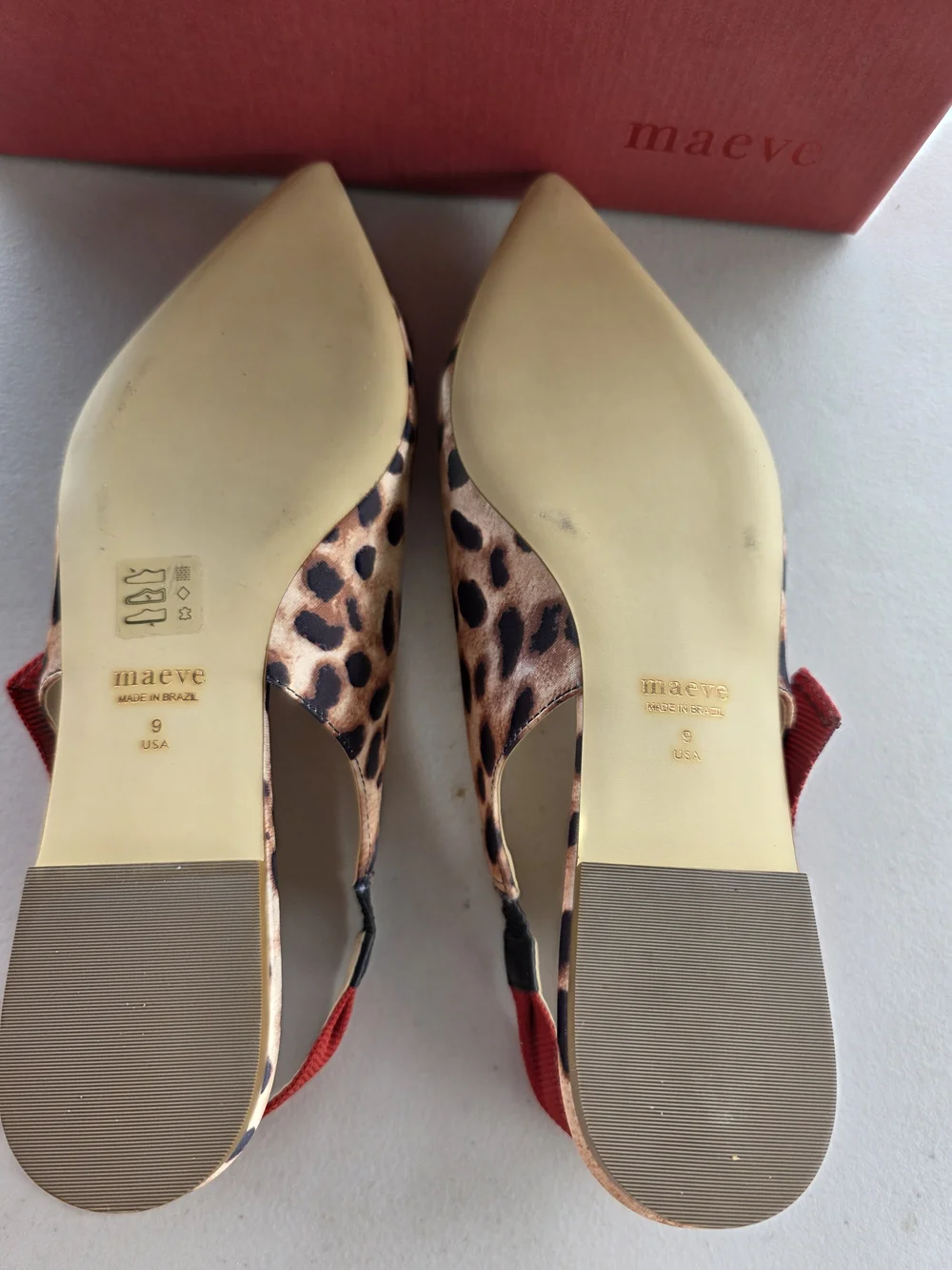 Maeve Leopard Print Pointed Slingbacks with Red Bow Accent - Picture 3 of 6